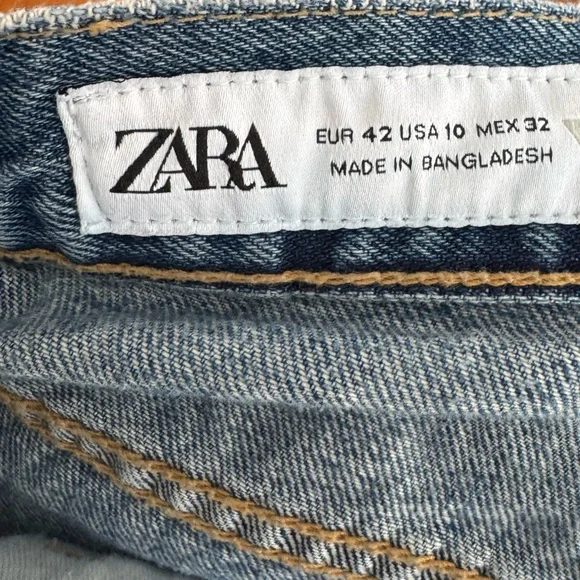 Zara Relaxed Wide Leg Raw Hem Jeans – Women’s Size 10 (EUR 42 / MEX 32 - Picture 4 of 4